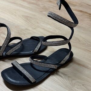 Prima Donna Black and Silver Strappy Sandals